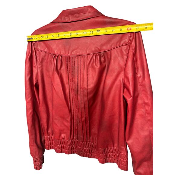 JohnPaulRichard Red Faux Leather Bomber Jacket Size Large - Picture 5 of 10